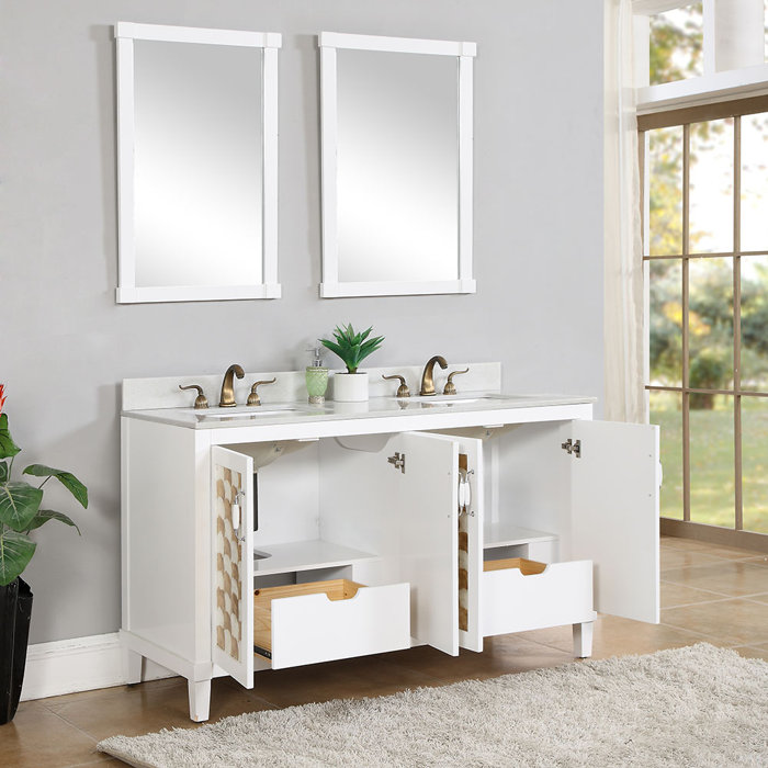 InFurniture 60'' Double Bathroom Vanity with Marble Top | Wayfair